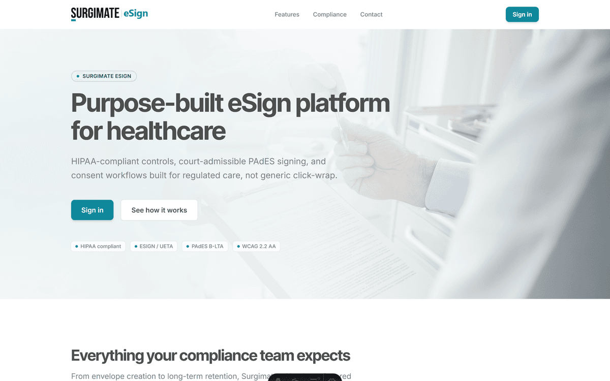SurgiSign Marketing Homepage